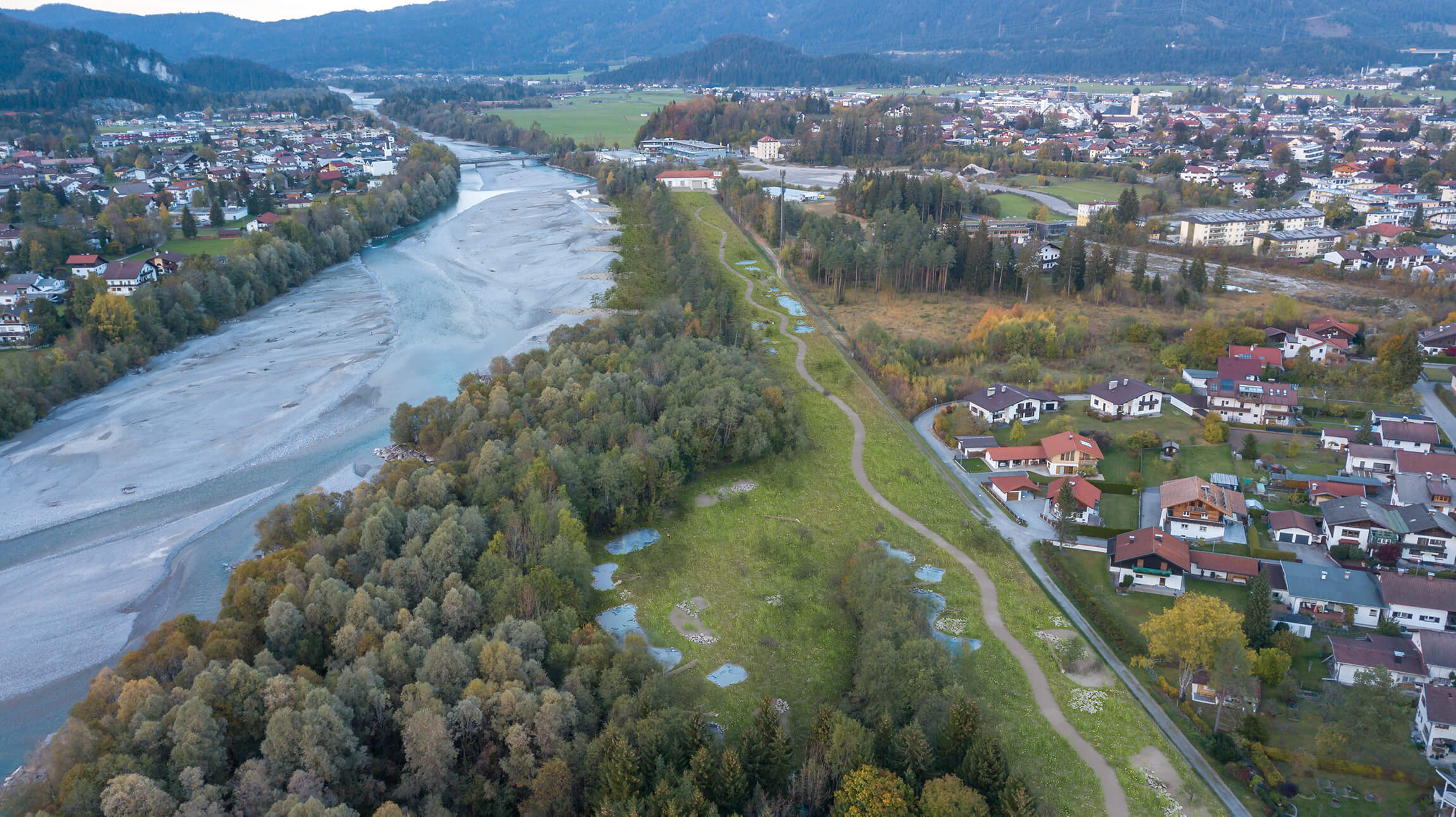 Visualisierung Grünfläche statt Wasserkanal nach Projektabschluss